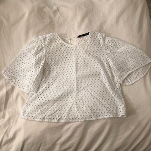 Zara White Bell Short Sleeve Crop Top